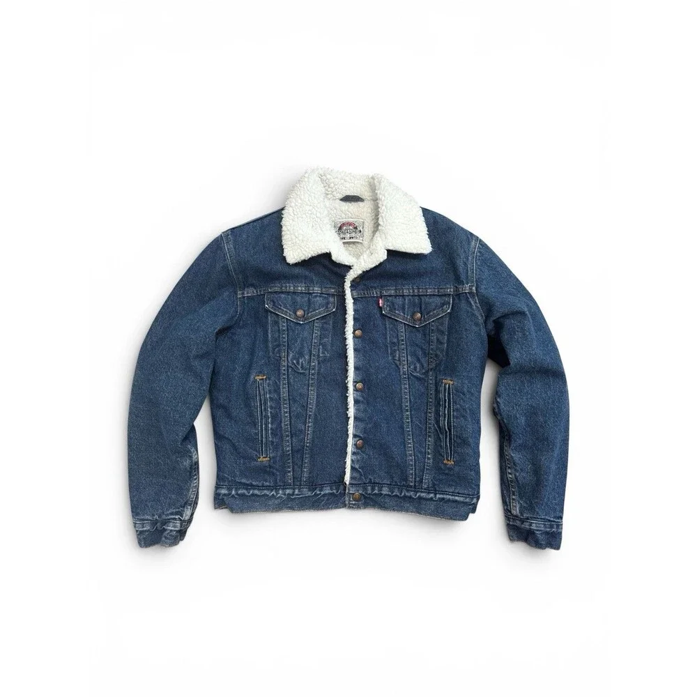 VTG Levis 80”s Type 3 Trucker Jacket White Sherpa Lined USA 40-M NICE!